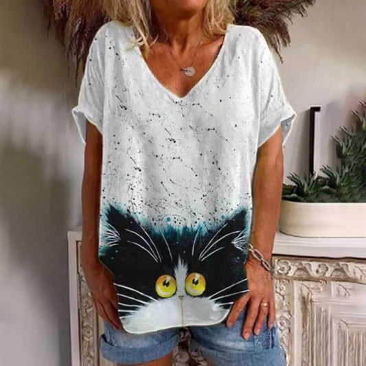 Peek-a-Purr V-neck Tshirt