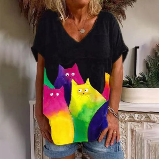 Rainbow Whisker Crew V-neck Tshirt