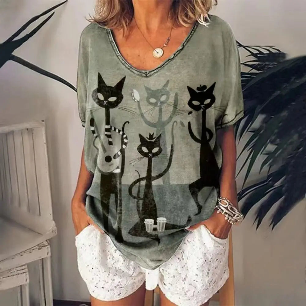 Feline Jam V-neck Tshirt