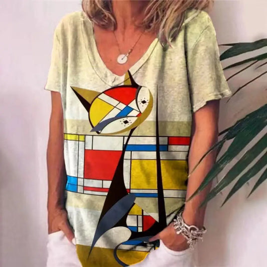 Mondrian’s Muse V-neck Tshirt