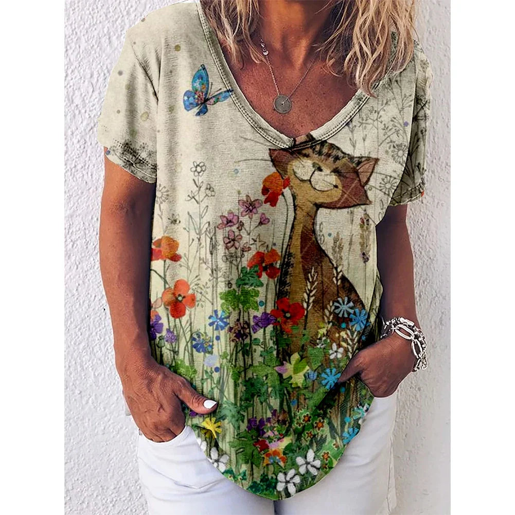 Wildflower Whiskers V-neck Tshirt